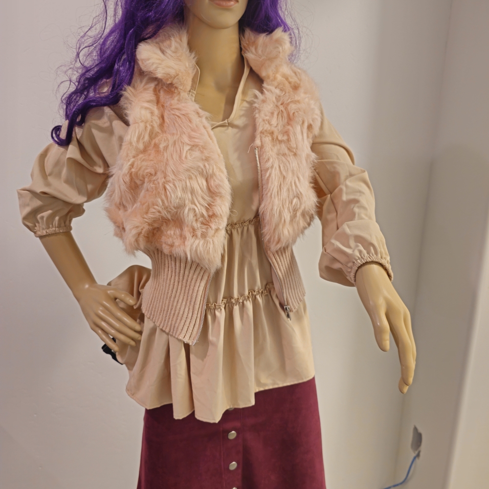 Women's Pink Faux Fur Vest